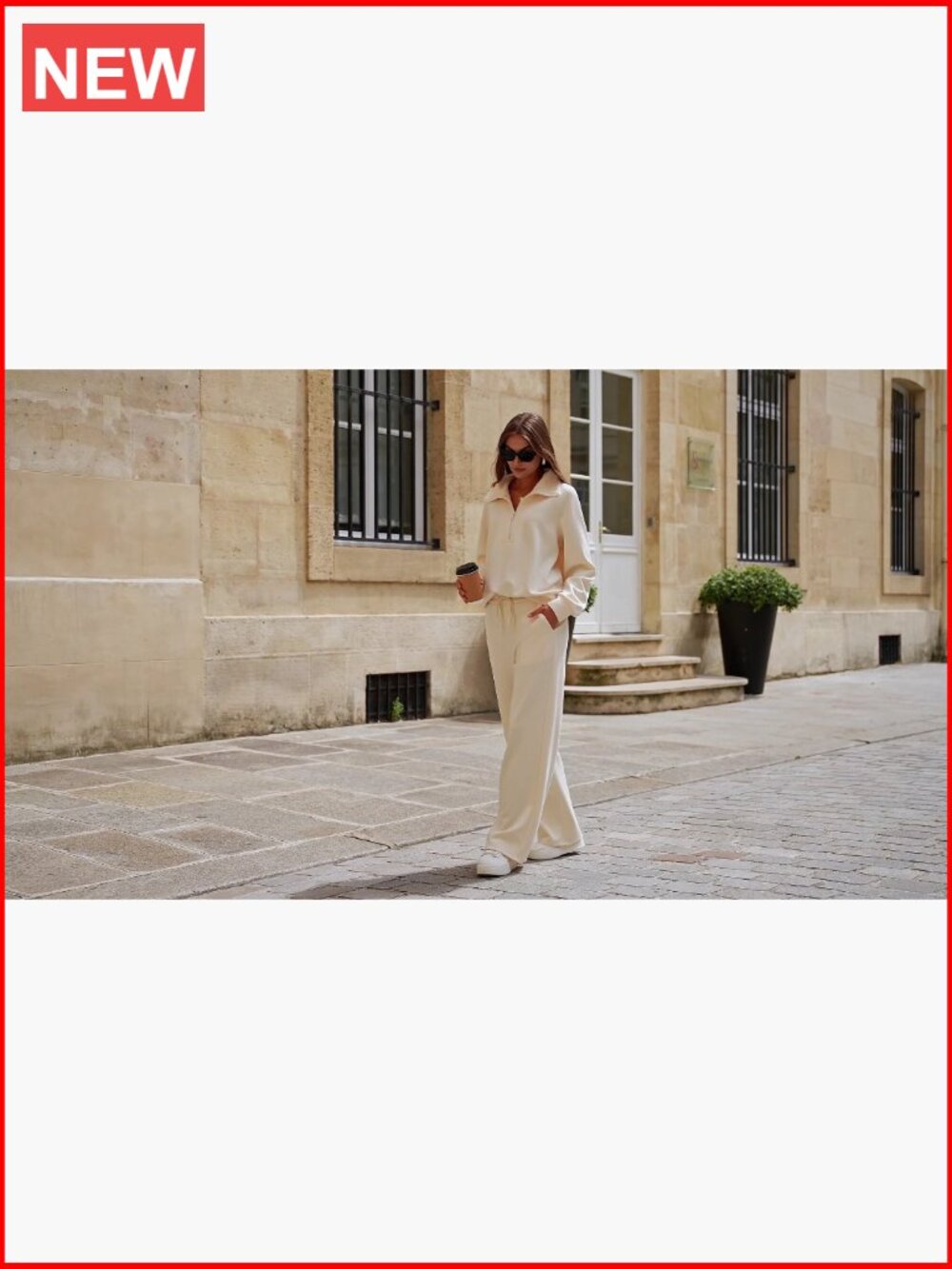 2 Piece Outfits Half Zip Sweatshirt Wide Leg Pants Tracksuit Set - Picture 7 of 7